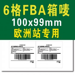 歐洲站6格10*10cm亞馬遜FBA外箱物流倉存轉(zhuǎn)運條碼標簽